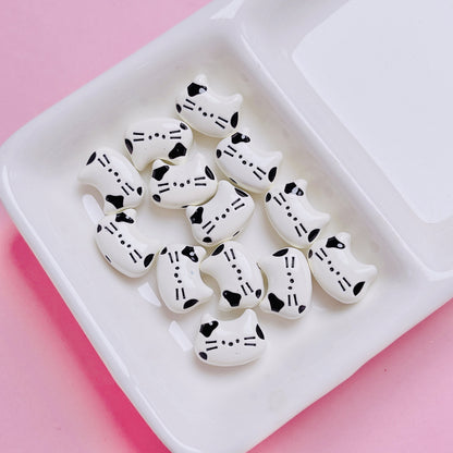 Cream Alloy Cat Head Beads, Vertical Hole Loose Beads for DIY Phone Charms, Necklaces, Pendants & Jewelry Making Supplies