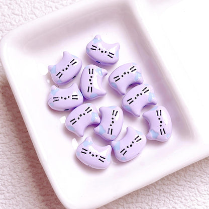 Cream Alloy Cat Head Beads, Vertical Hole Loose Beads for DIY Phone Charms, Necklaces, Pendants & Jewelry Making Supplies