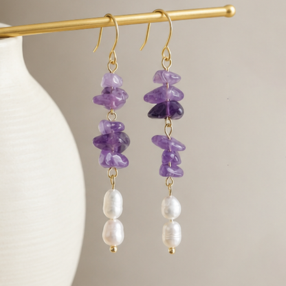 Amethyst & Pearl  Dangle Earrings