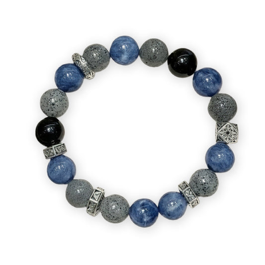 Celestial Blue Kyanite & Obsidian Bracelet