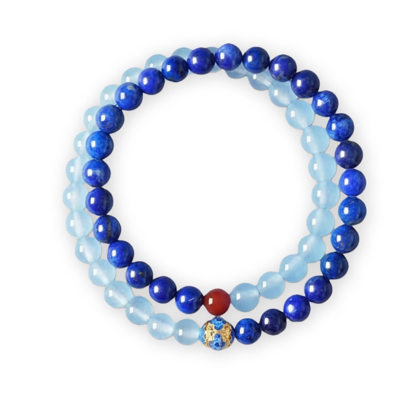 Double Layer Blue Lapis & Aquamarine Bracelet