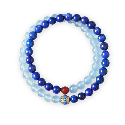 Double Layer Blue Lapis & Aquamarine Bracelet