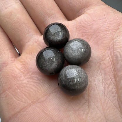Natural Obsidian Beads: Golden, Silver & Black Sheen | DIY Accent Beads
