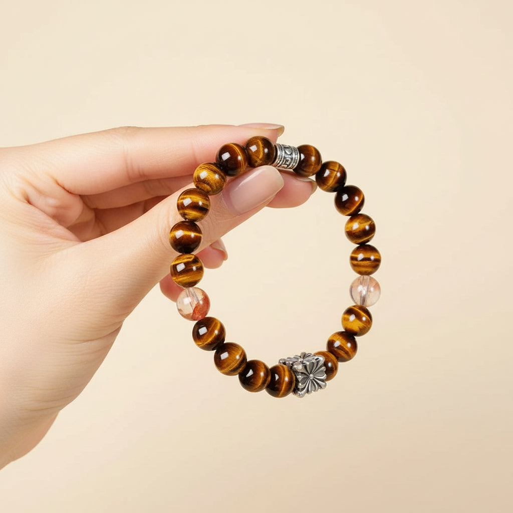 Tiger Eye & Sunstone Grounding Bracelet