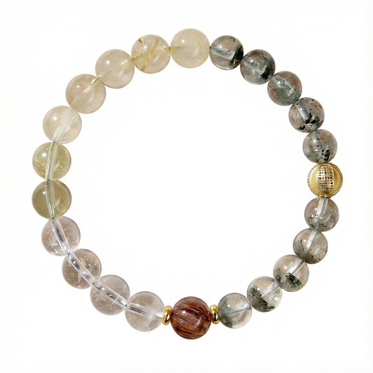 Metal & Wood Element Crystal Bracelet