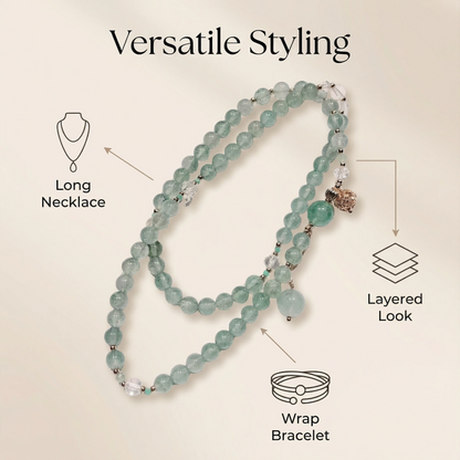 Green Strawberry Quartz Triple-Wrap Bracelet & Necklace
