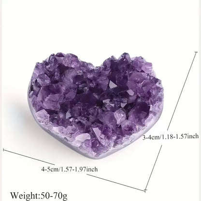 Natural Amethyst Heart Crystal – Handmade Geode Stone for Home Decor